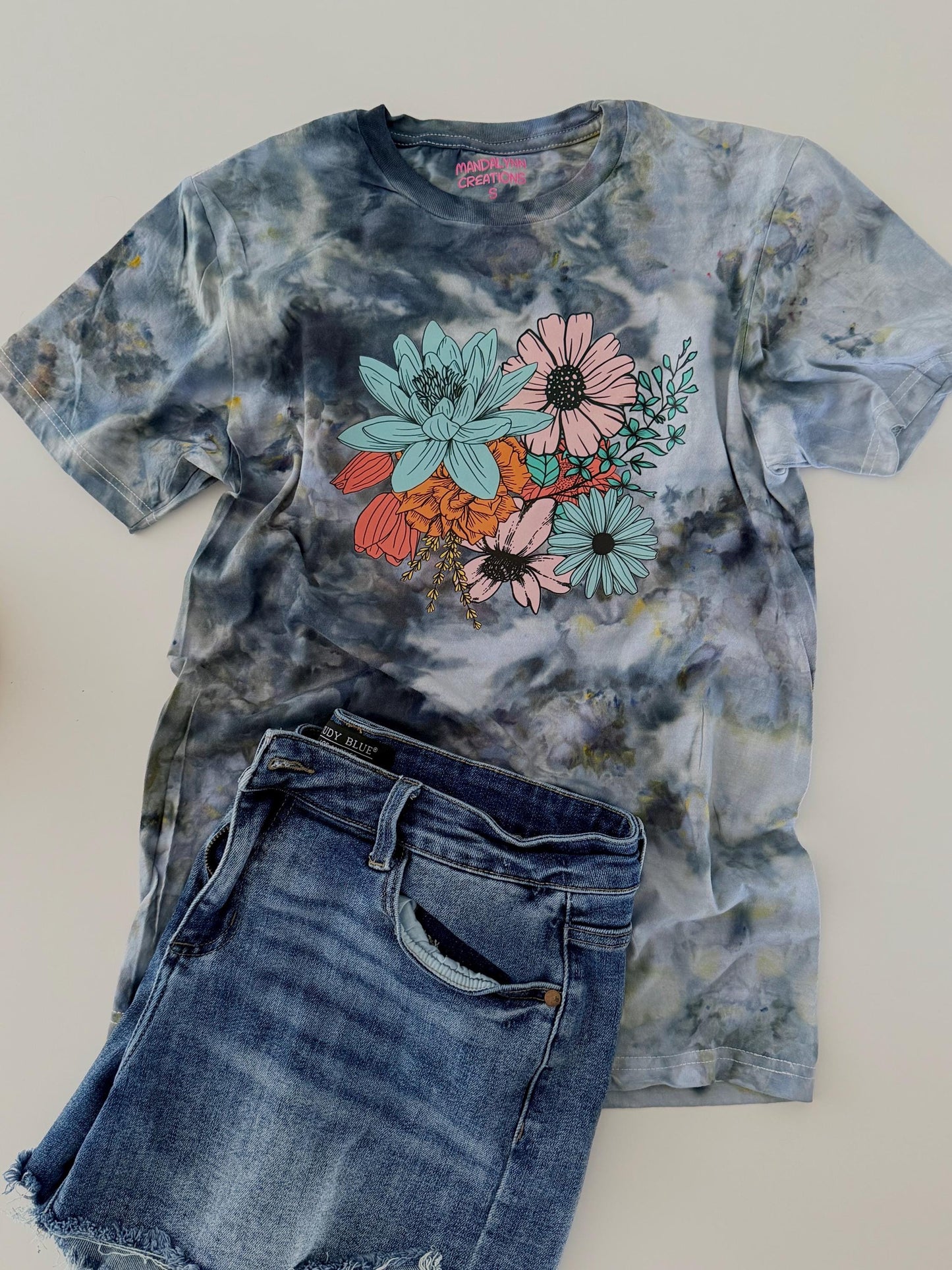 Floral Tie Dye Shirt: Botanical Ice Dye, Boho Style