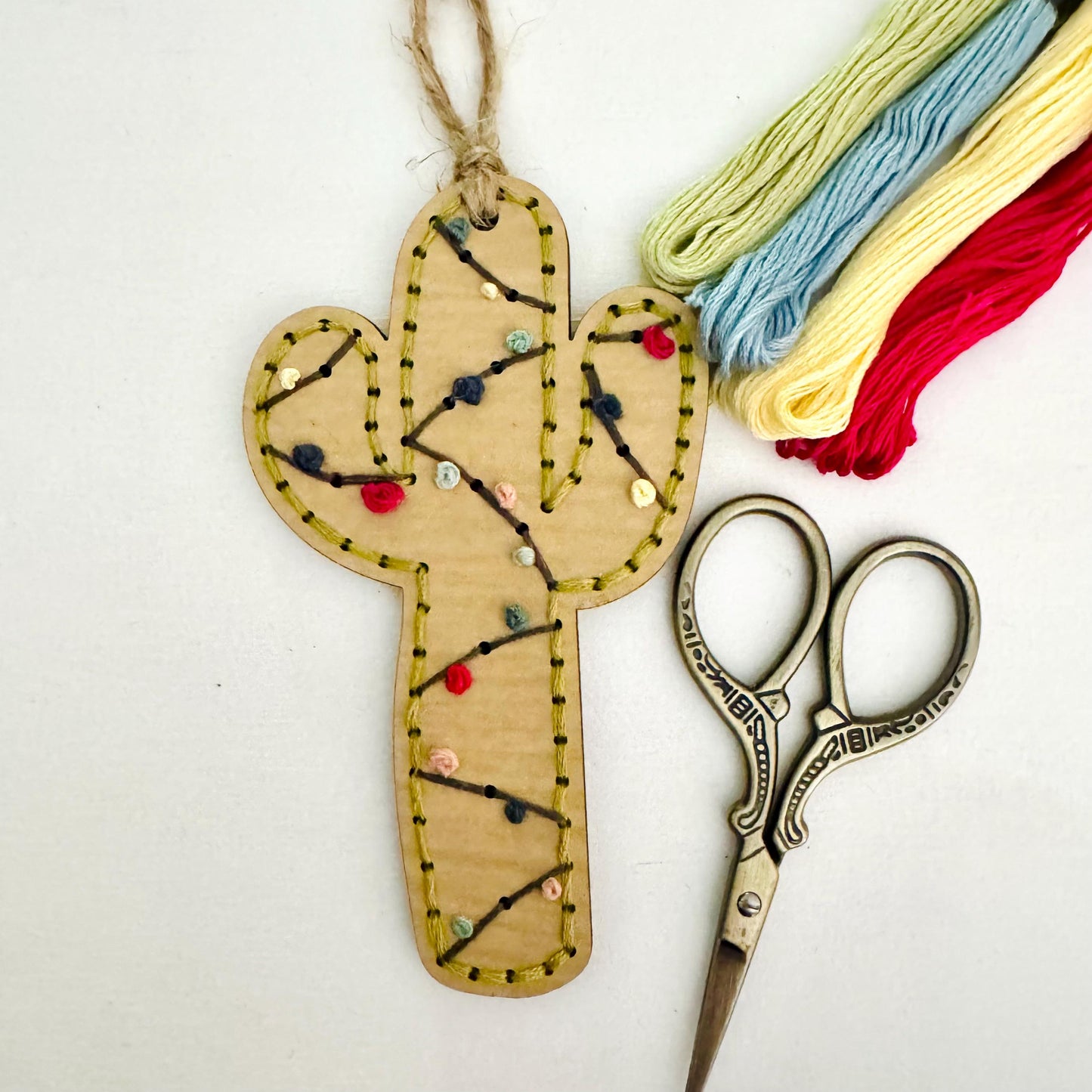 Cactus Themed Wooden Embroidery DIY Kit - Full Instructions Included