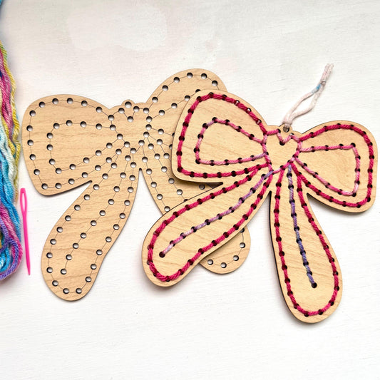 Bow Yarn Sewing Kit: Beginner Wood DIY Craft for Kids