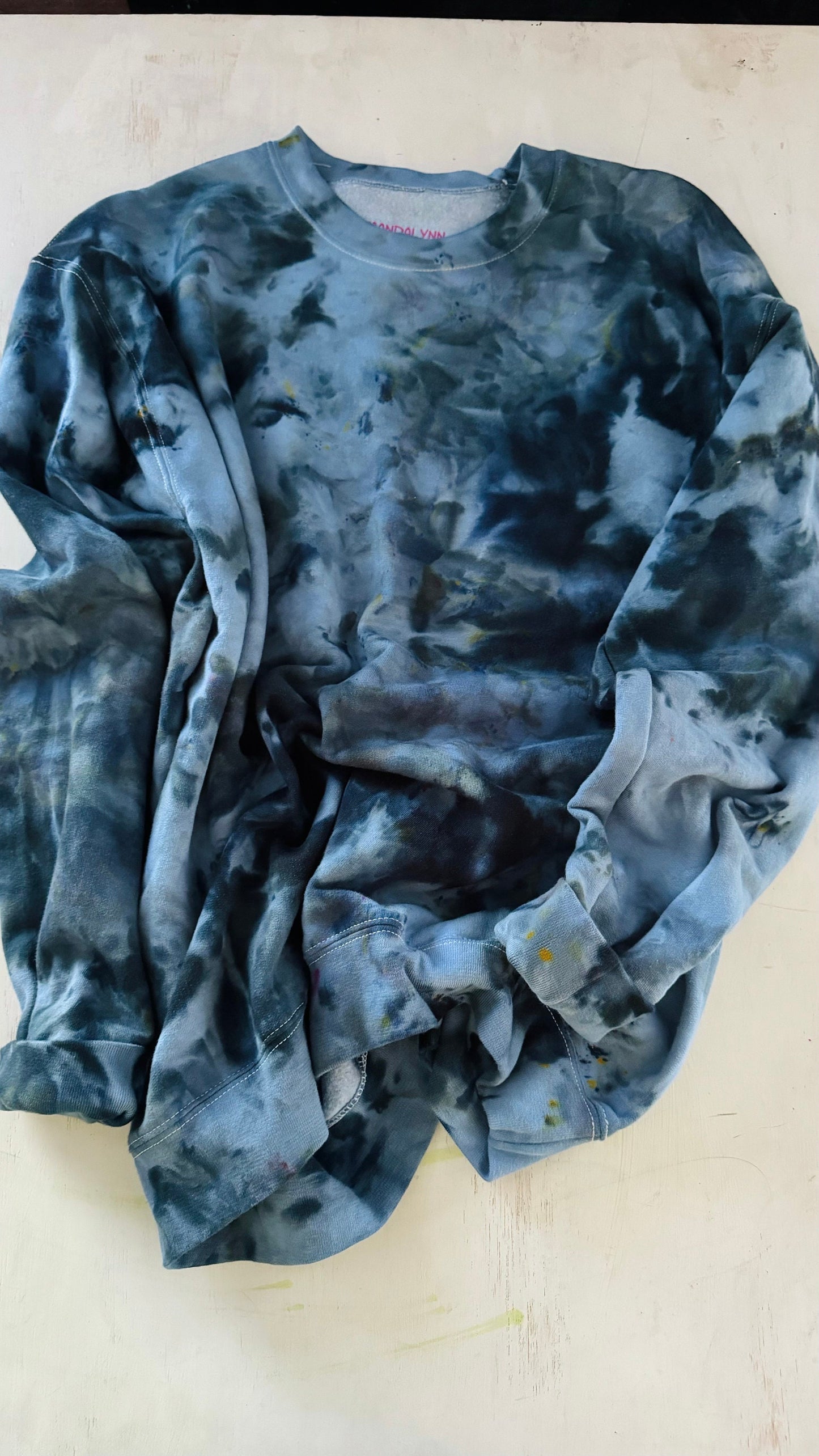 Blue Ice Tie-Dyed Crewneck Sweatshirt: Unisex Cotton Pullover