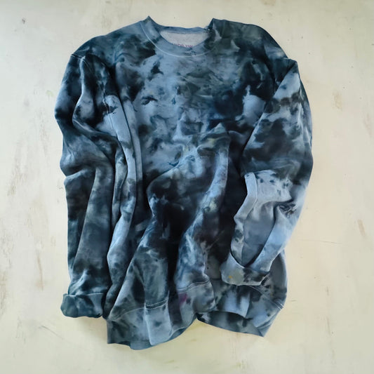 Blue Ice Tie-Dyed Crewneck Sweatshirt: Unisex Cotton Pullover