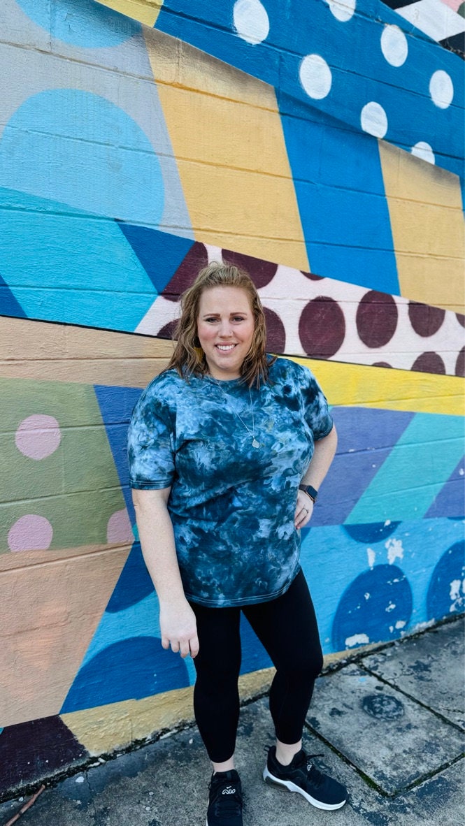 Blue Ice Dyed T-Shirt: Hand-Dyed Unisex Crewneck Tee