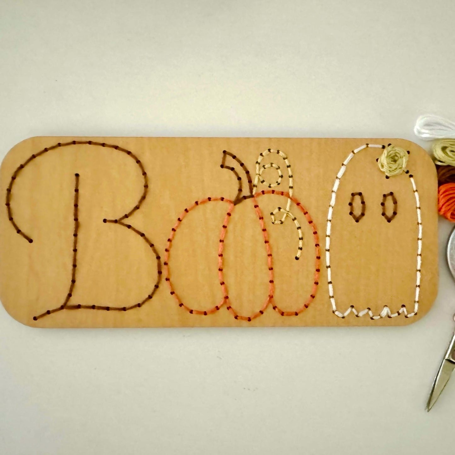 Boo Sign Wooden Embroidery DIY Kit - Full Instructions Included