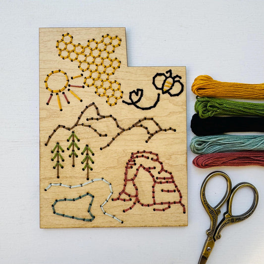 Utah State Wood Embroidery Kit: Beginner-Friendly Sewing Craft