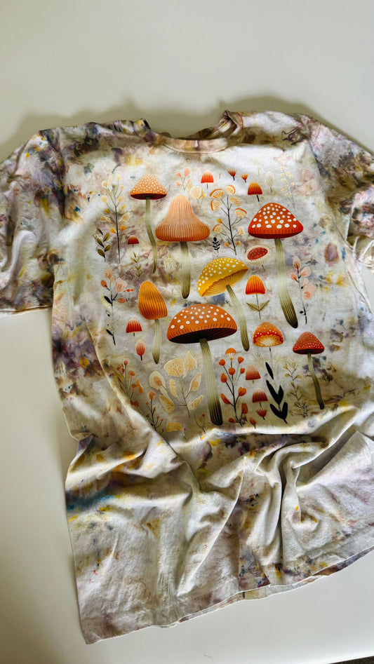 Mushroom Ice Dyed T-Shirt: Retro Tie Dye Crewneck
