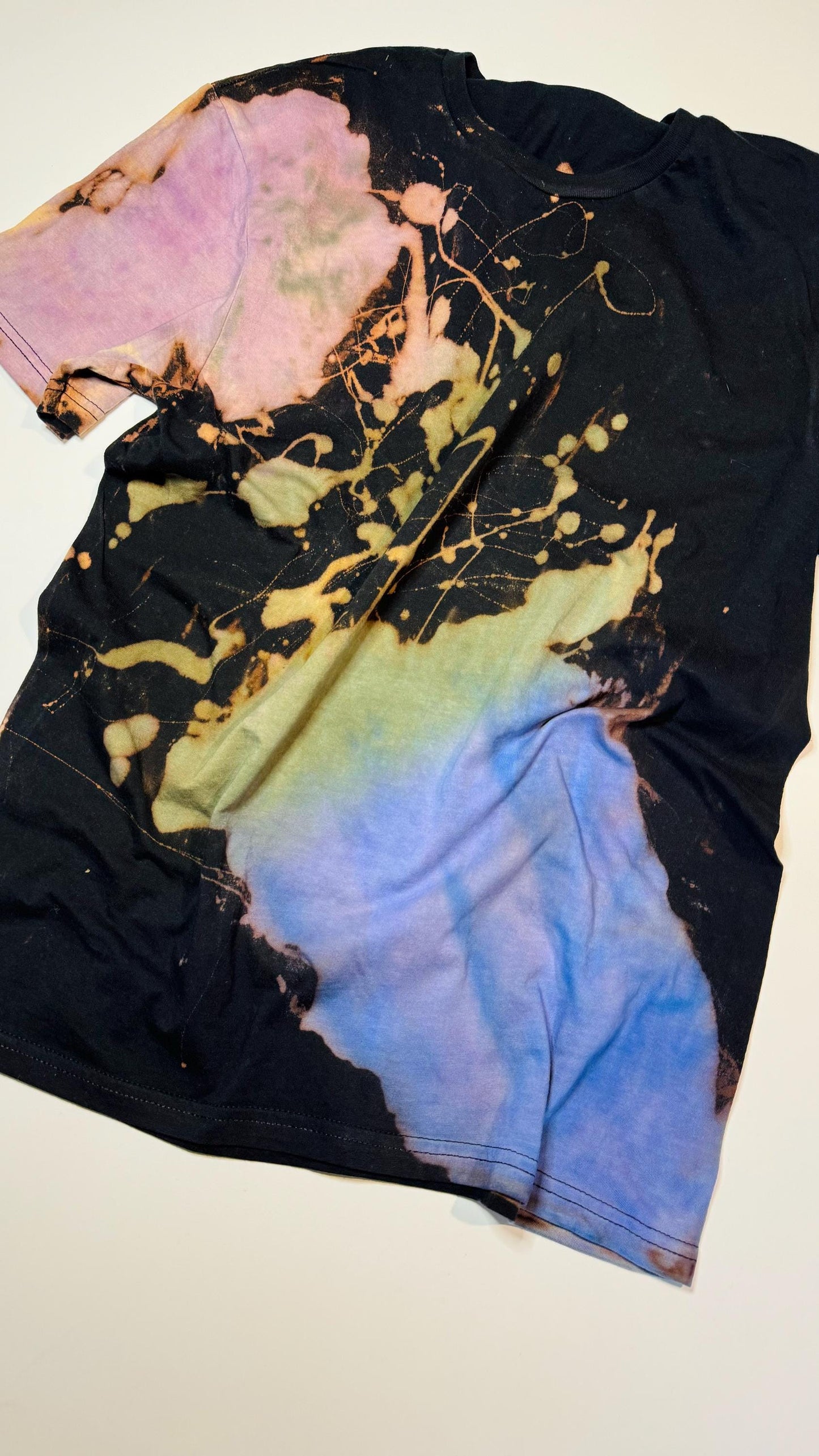 Reverse Tie Dye Shirt: Bleach Splatter, Vintage Style Hand-Dyed Tee