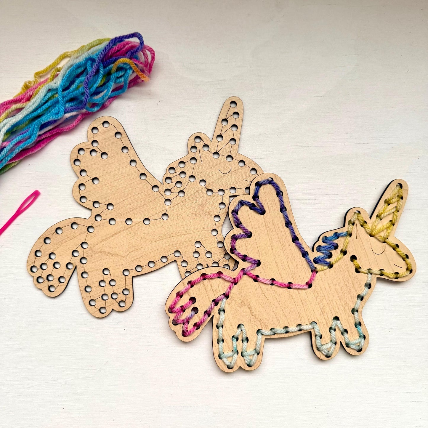 Unicorn Yarn Sewing Kit: Beginner Wood DIY Craft for Kids