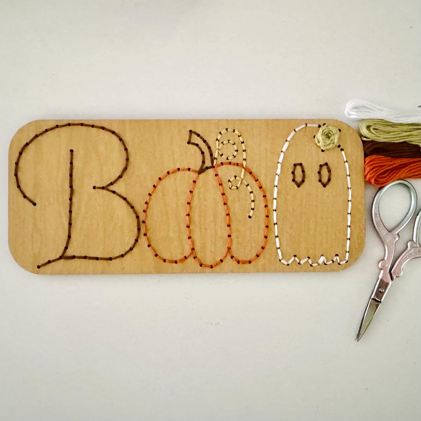 Boo Sign Wooden Embroidery DIY Kit - Full Instructions Included