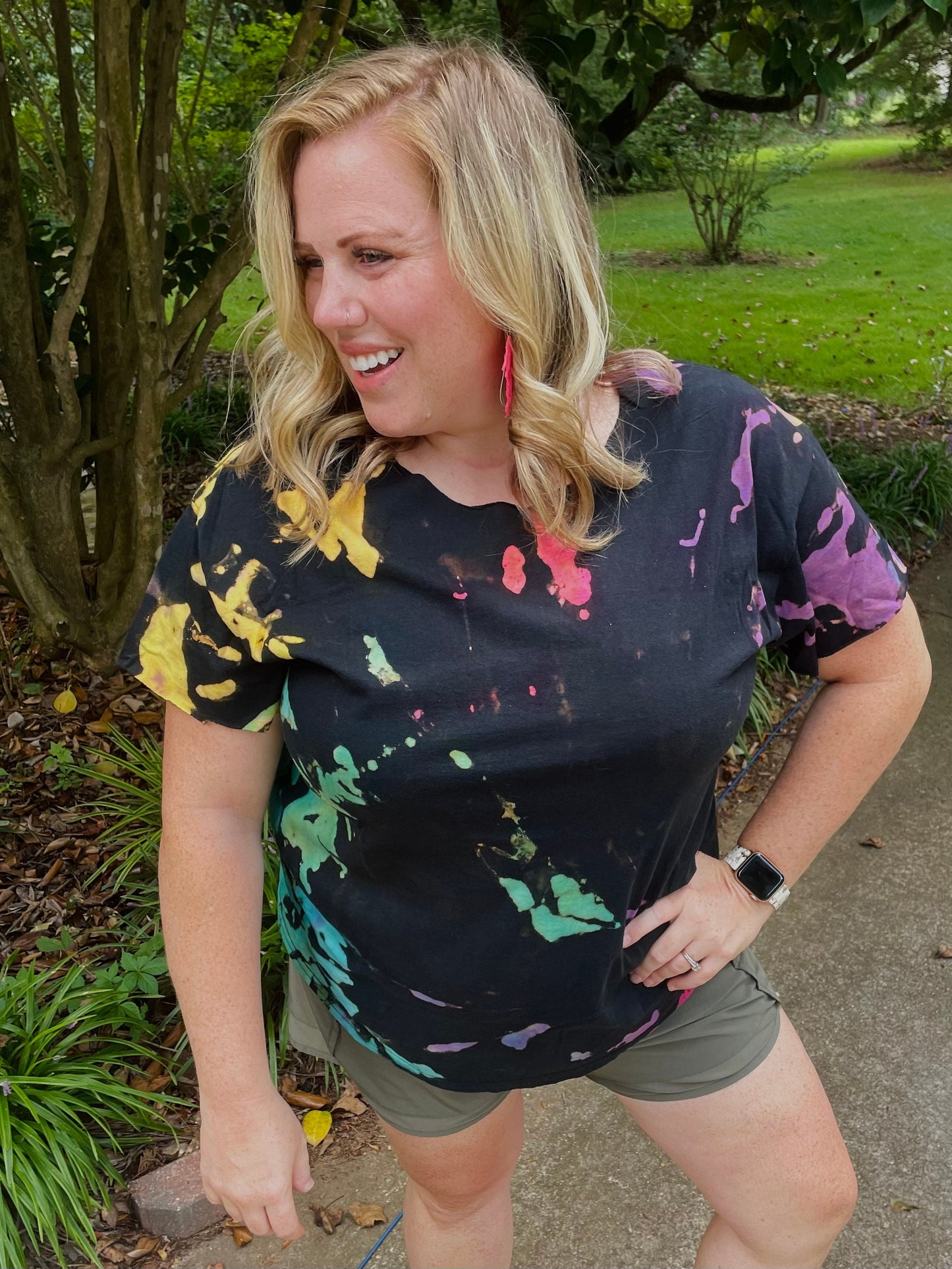 Reverse Tie Dye Shirt: Hand-Dyed Rainbow Bleached Shirt