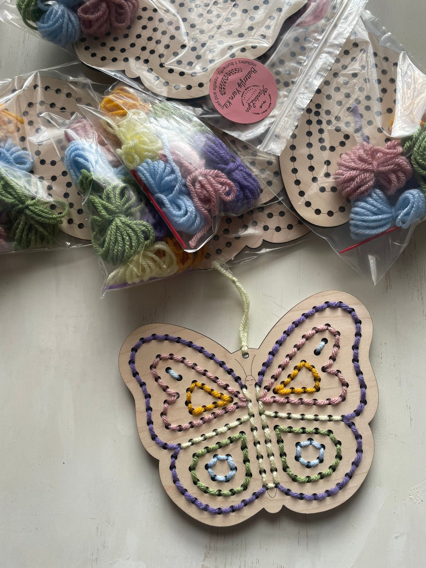 DIY Butterfly Yarn Sewing Kit: Kid's Wood Craft Project
