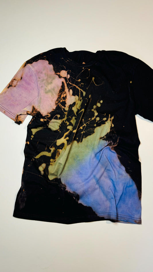 Reverse Tie Dye Shirt: Bleach Splatter, Vintage Style Hand-Dyed Tee