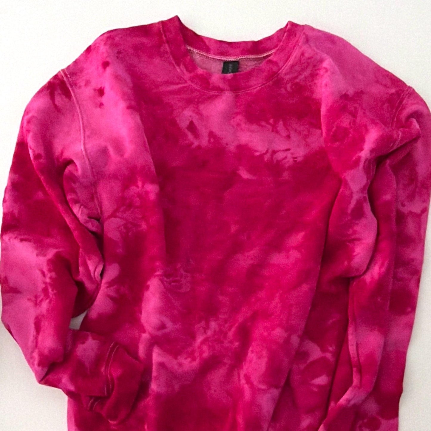 Hot Pink Ice Dyed Sweatshirt: Unisex Cotton Crewneck Pullover