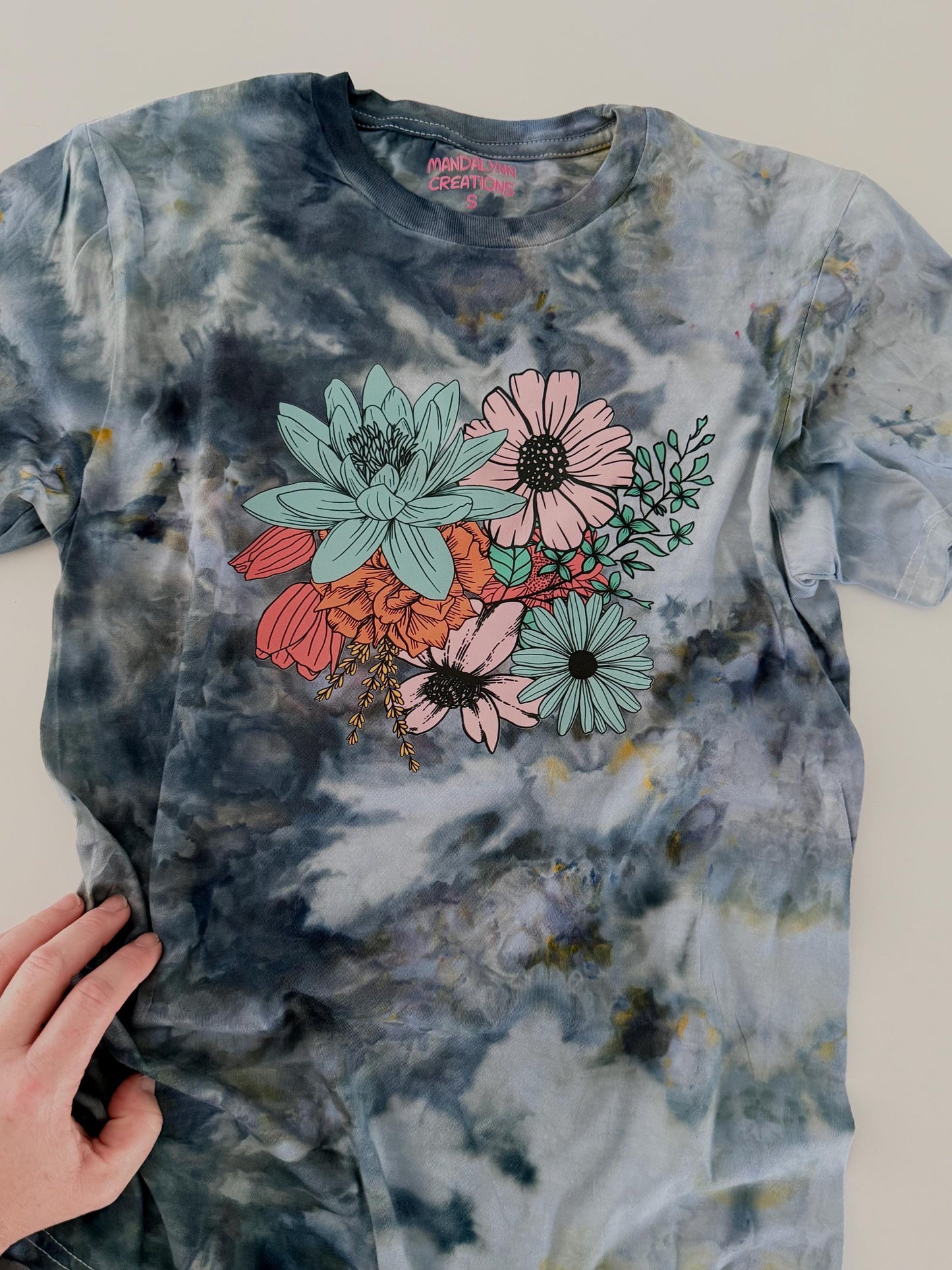 Floral Tie Dye Shirt: Botanical Ice Dye, Boho Style