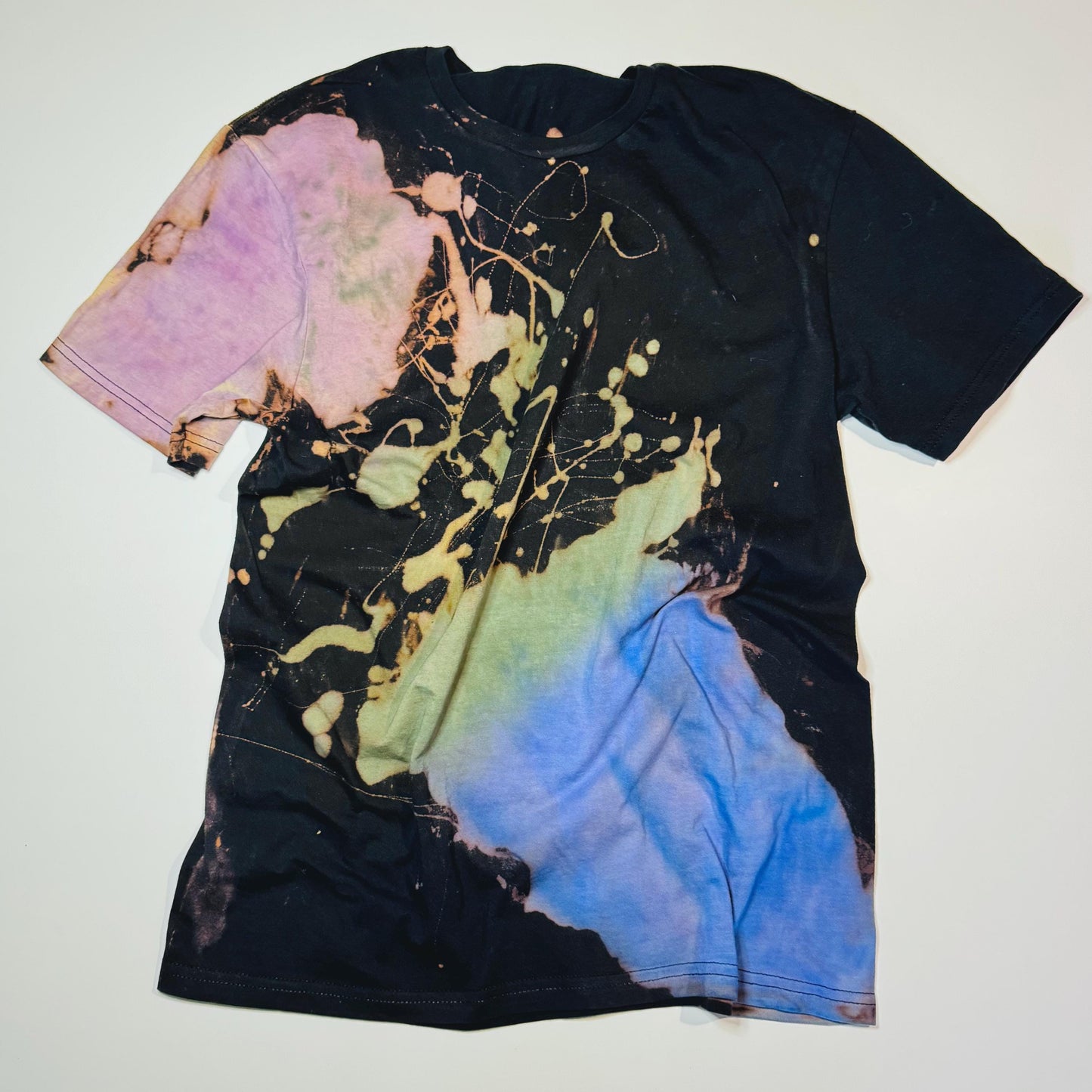 Reverse Tie Dye Shirt: Bleach Splatter, Vintage Style Hand-Dyed Tee