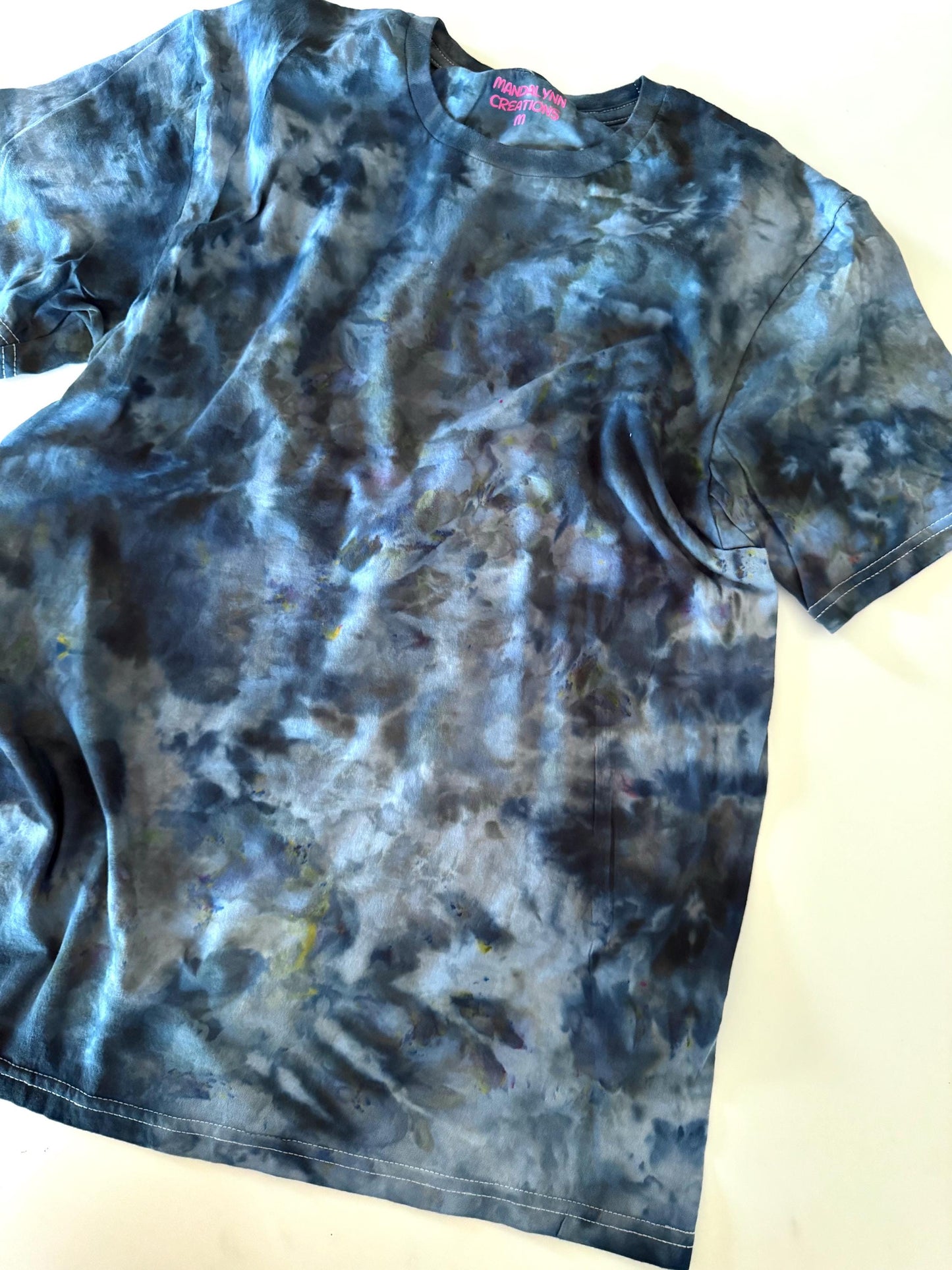 Blue Ice Dyed T-Shirt: Hand-Dyed Unisex Crewneck Tee